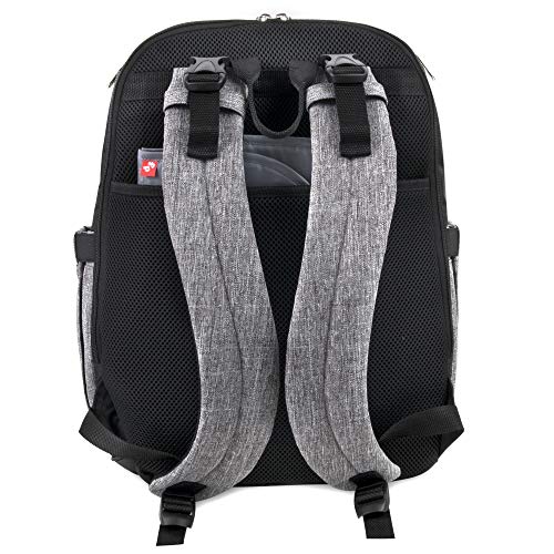 Fisher Price Diaper Bag Backpack with Changing Pad and Stroller Straps, Grey, Large