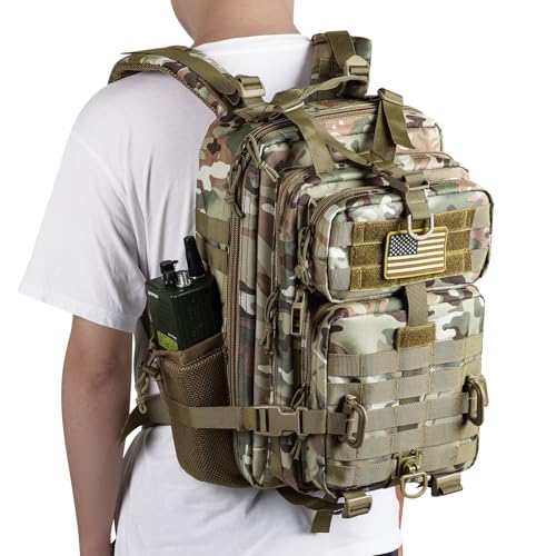 Hannibal Tactical 30L MOLLE Assault Pack, Tactical Backpack Military Army Camping Rucksack with Bottle Holder, 3-Day Pack, CP - color: Cp, size: 30L