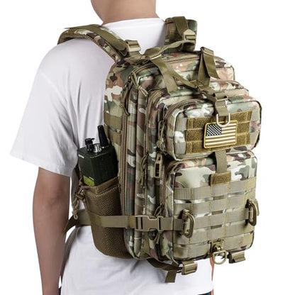 Hannibal Tactical 30L MOLLE Assault Pack, Tactical Backpack Military Army Camping Rucksack with Bottle Holder, 3-Day Pack, CP - color: Cp, size: 30L