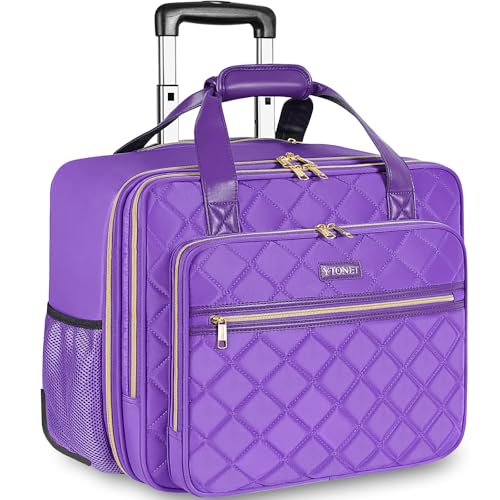 Ytonet Rolling Briefcase for Women, 17.3 Inch Large Rolling Laptop Bag with Wheels, Water Resistant Stylish Overnight Computer Bag for Work Travel College Business Wife Mom Teacher, Purple - color: Purple, size: Large