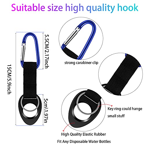 Mimorou 7 Pack Water Bottle Holder Clips, Silicone Bottle Ring Carrier with Aluminum Hooks Portable for Travel, Camping, Cycling & Backpack Accessories