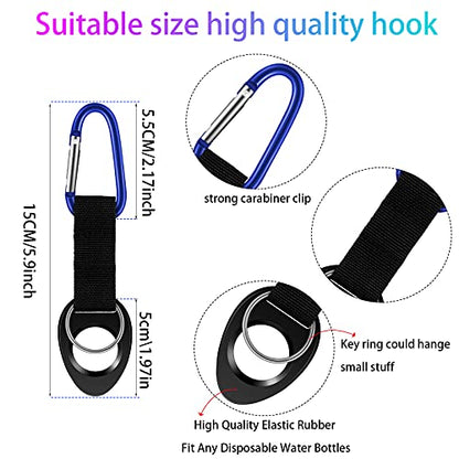 Mimorou 7 Pack Water Bottle Holder Clips, Silicone Bottle Ring Carrier with Aluminum Hooks Portable for Travel, Camping, Cycling & Backpack Accessories