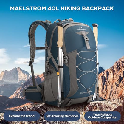 Maelstrom Hiking Backpack,Camping Backpack,40L Waterproof Hiking Daypack with Rain Cover,Lightweight Travel Backpack,Blue - color: 40l Blue, size: 40l
