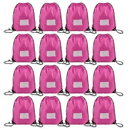 CODOBON 16 Pack Drawstring Bags,Bulk Draw String Backpack, Gym Sports Cinch Bag Sackpack for Women Men, Pink - color: Pink