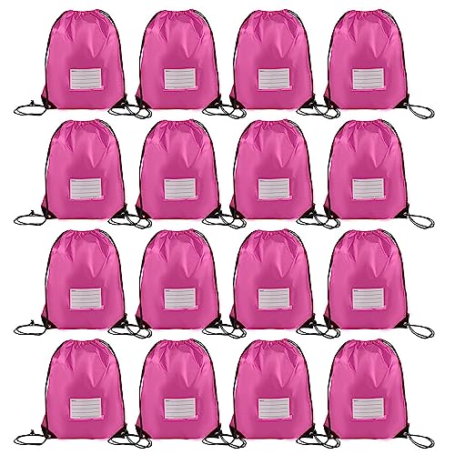 CODOBON 16 Pack Drawstring Bags,Bulk Draw String Backpack, Gym Sports Cinch Bag Sackpack for Women Men, Pink - color: Pink