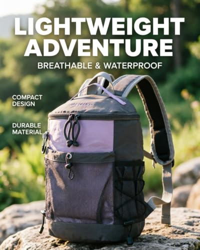 BESMART Small Hiking Backpack for Women, Mini Travel Daypack with S Hook - color: Purple