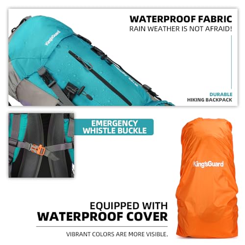 70L Camping Hiking Backpack with Rain Cover Waterproof Backpacking Backpack for Hiking Treeking Climbing Outdoor - color: Lack Blue