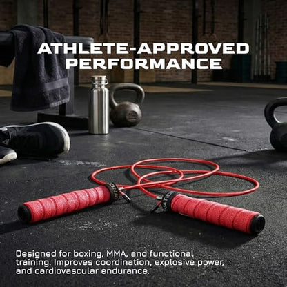 Weighted Jump Rope for Men & Women, 1LB Adjustable Heavy Speed Rope with Removable Handle Weights, Dual Cables for Cross Training, Boxing, Cardio & Home Workouts Durable Adult Fitness Jump Rope - Red