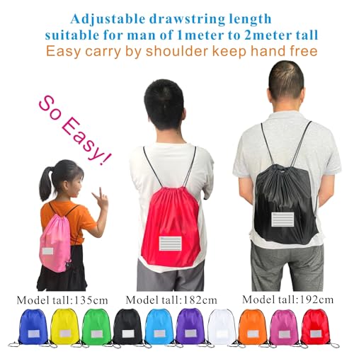 Drawstring Backpack Bulk 20 Pcs Draw String Bags DIY Gym Sports Traveling Yoga Cinch Bag Sackpack Drawstring Memo Card (black) - color: Black