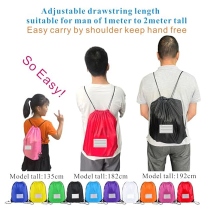 Drawstring Backpack Bulk 20 Pcs Draw String Bags DIY Gym Sports Traveling Yoga Cinch Bag Sackpack Drawstring Memo Card (black) - color: Black