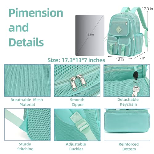 Green Mesh Backpack for Girls Boys, Mesh Bookbags Heavy Duty Semi-Transparent School Bag for College, Travel, Beach, Swimming, Sports - color: Green