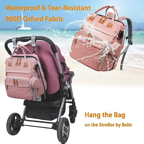 Astro alan Baby Diaper Bags with Changing Station, Waterproof Diaper Bag Backpack for Moms Dads with USB Charging Port, Baby Shower Gifts, Large Capacity diaper backpack, Pink - color: Pink