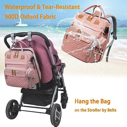 Astro alan Baby Diaper Bags with Changing Station, Waterproof Diaper Bag Backpack for Moms Dads with USB Charging Port, Baby Shower Gifts, Large Capacity diaper backpack, Pink - color: Pink