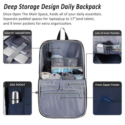 MAXTOP Deep Storage Laptop Backpack Business Anti-theft Backpacks[Water Resistant] College School Computer Bookbag Fits 17 Inch Laptop - color: Sea Blue, size: 17 inch, style: Daypack Backpacks