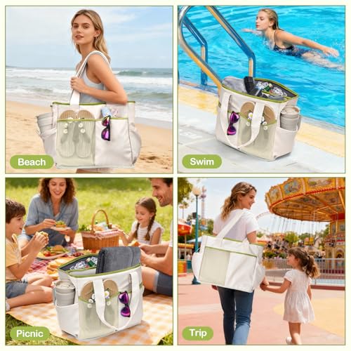 Odoland Soft Cooler Bag – Leakproof Insulated, Collapsible for Beach, Camping - color: White
