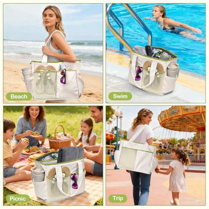 Odoland Soft Cooler Bag – Leakproof Insulated, Collapsible for Beach, Camping - color: White