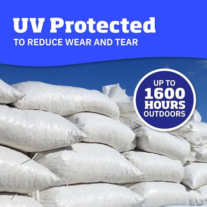DURASACK Heavy Duty Sand Bags with Tie Strings Empty Woven Polypropylene Sand-Bags for Flood Control with 1600 Hours of UV Protection, 50 lbs Capacity, 14x26 inches, White, 6000 Count - color: White, size: 6000 Sandbags