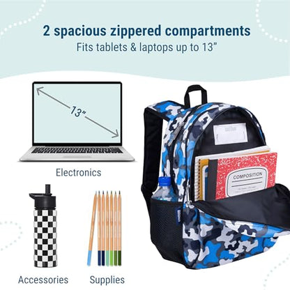 Wildkin 15 Inch Backpack for Kids, Blue Camo - color: Blue Camo, size: 15 Inch