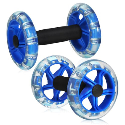 NOLITOY Dual-wheel Fitness Roller for Core Strengthening and Tummy Shaping Non-slip Handles Lightweight Abdominal Exercise Wheel for Men and Women Blue