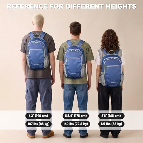 Seektop Lightweight Packable Hiking Backpack Water Resistant Expandable 20L-28L for Women Men, RFID Day Pack for Travel - color: Blue