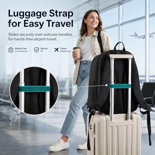 Hanke Expandable Laptop Backpack for Women and Men, 24L-30L Travel Backpack, 15.6 Inch College Laptop Bookbag for Work, Water Resistant Carry On Personal Item Bag, Purple - color: Taro Purple