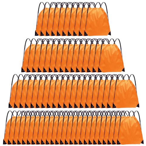Grneric Drawstring Backpack Bulk 70Pcs String Backpack Drawstring Bags Cinch Bag Sackpack for Men Women Gym(Orange) - color: Orange