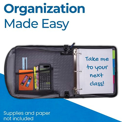 Case-it School Zipper Binder | 2" O-Rings | 350-Sheet | LT-007 Jet Black - color: A Jet Black, size: 1 Pack