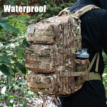 Military Tactical Backpack 50L Large Day Backpack for Men Molle Army 3 Days Assault Pack Bug Out Bag Water Resistant and Heavy Duty Hiking Treeking Rucksack - Camouflage - color: Camouflage, size: 50L