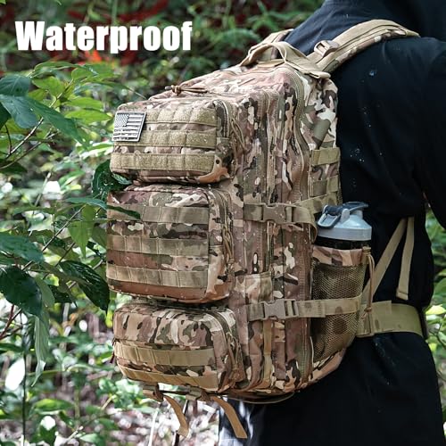 Military Tactical Backpack 50L Large Day Backpack for Men Molle Army 3 Days Assault Pack Bug Out Bag Water Resistant and Heavy Duty Hiking Treeking Rucksack - Camouflage - color: Camouflage, size: 50L