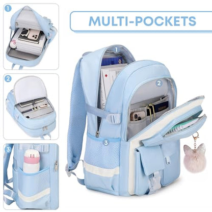 3PCS School Backpack For Student Women College Middle High Teen Girls Bookbag Waterproof Laptop Bag Grey - color: Grey