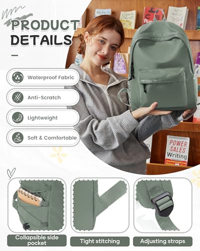BJLFS Green School Backpack for Teens Middle High School Bags for Girls Large Bookbag Compartment Mochilas para Niñas Adolescentes Back to School Travel Gifts - color: Green