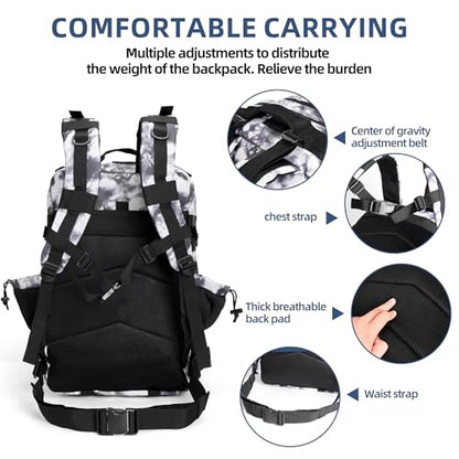 gracedon Tactical Backpack - Military Molle Bag 3 Days Pack for men and Women Large Assault Rucksack 45L (Black) - color: Gray