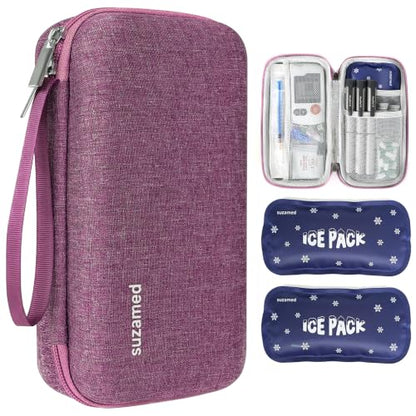 suzamed Insulin Cooler Travel Case,EVA Insulation Travel Medicine Kit with 2 Ice Packs for Diabetes Care,Insulin Pen and Other Diabetic Supplies (Burgundy) - color: Burgundy