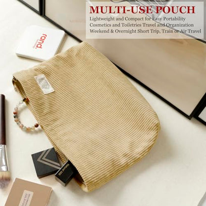 HAPPYHEIDI Large Makeup Bag Travel Cosmetic Pouch, Camel Brown - color: Camel Brown