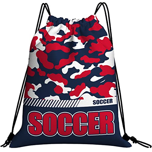 Drawstring Backpack Waterproof Gym Drawstring Bags Sports String Bag Camo Sackpack-Navy Soccer Drawstring Bag - color: Soccer Drawstring Bags-camo Navy