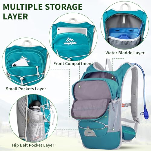 Hydration Backpack with 2L Water Bladder - 20L Water Backpack for Hiking, Cycling, Running, Biking, Lightweight Hiking Pack Bag for Women & Men with Trekking Pole Holders - color: blue with 2L water bladder