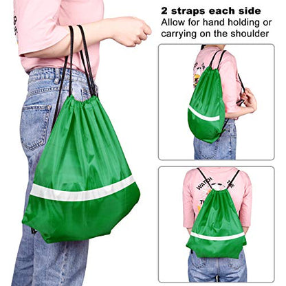 KUUQA 12 Pcs Drawstring Backpack Bag Bulk Dark Green - color: Dark Green