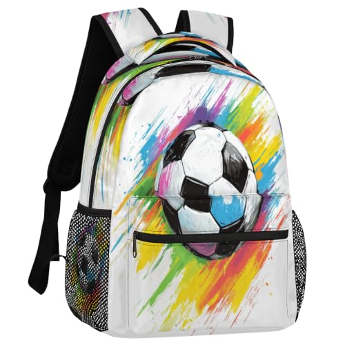 Colorful Soccer Ball Womens Travel Backpack | 15.6 Inch Laptop Backpack, Lightweight Casual Daypack, Water Resistant, Cute Work Backpacks, Large Capacity - color: Multicolor5