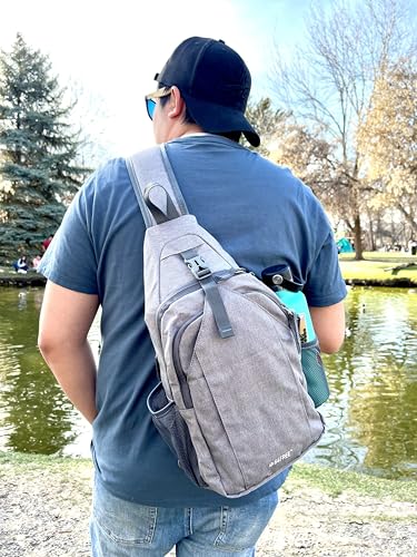 G4Free Sling Bag for Men and Women, RFID Blocking Crossbody Bag, Lightweight Sling Backpack for Travel, Hiking, Walking and Daily Use - color: Gainsboro