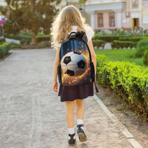 Football Flame Backpack, Durable Polyester Daypack with Laptop Compartment, Reinforced Bottom, Adjustable Shoulder Straps And Multi Pockets for Travel And Daily Use - color: Football Flame