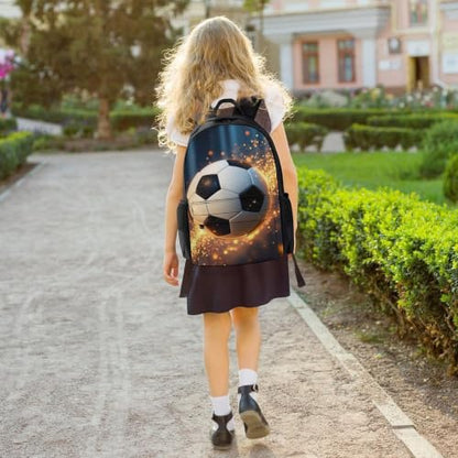 Football Flame Backpack, Durable Polyester Daypack with Laptop Compartment, Reinforced Bottom, Adjustable Shoulder Straps And Multi Pockets for Travel And Daily Use - color: Football Flame