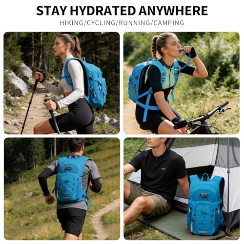 KABAQOO Hydration Backpack, 18L Multipurpose Hiking Backpack with 3L Water Bladder, Water Backpack Insulated Hydration Pack Ideal for Hiking and Cycling - color: Blue