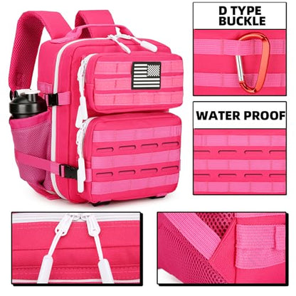 9L Mini Tactical Backpack for Men and Women Tactical Backpack Small for Hiking Small Tactical Bag Fitness Pack - color: Rose Red