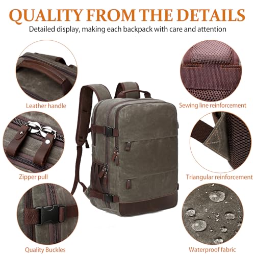 BOVIP Travel Backpack for Men, Carry On Backpack, Flight Approved Personal Item, 18.4 inch Laptop Backpack, Light Green - color: Light Green, size: 18.4 inch