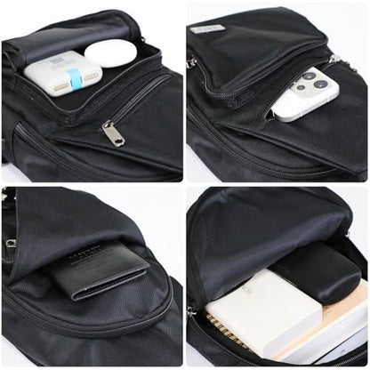 AMJ Crossbody Sling Bag Men Women, Casual Shoulder Backpack, Chest Daypack Satchel for Hiking Travel - color: Black, size: Large