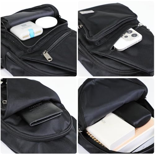 AMJ Crossbody Sling Bag Men Women, Casual Shoulder Backpack, Chest Daypack Satchel for Hiking Travel - color: Black, size: Small