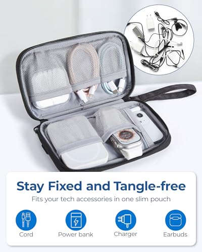 BAGSMART Small Travel Cable Organizer, Tech Organizer for Charger, Phone, Black - color: Black