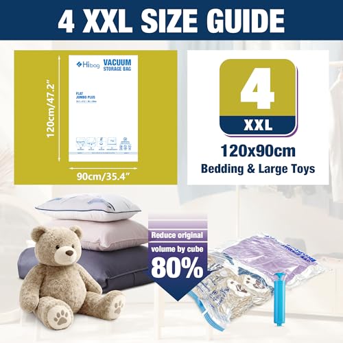 XXL Jumbo 47''X35'' Vacuum Storage Space Bags Extra Large for Blanket Bedding Comforters with Hand Pump (4 Pack) - size: 4-XXL
