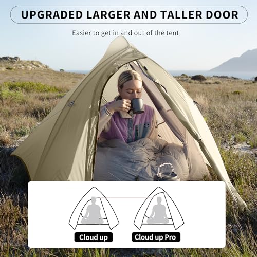 Naturehike Cloud Up 1 Person Tent, Lightweight Backpacking Tents for One Man, Waterproof Ultralight One Person Tent for Camping Hiking Backpacking - color: Sand