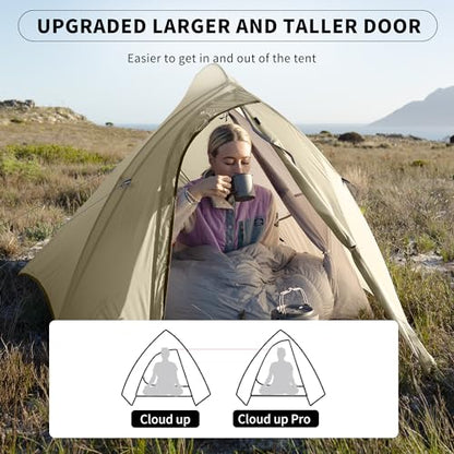 Naturehike Cloud Up 1 Person Tent, Lightweight Backpacking Tents for One Man, Waterproof Ultralight One Person Tent for Camping Hiking Backpacking - color: Sand